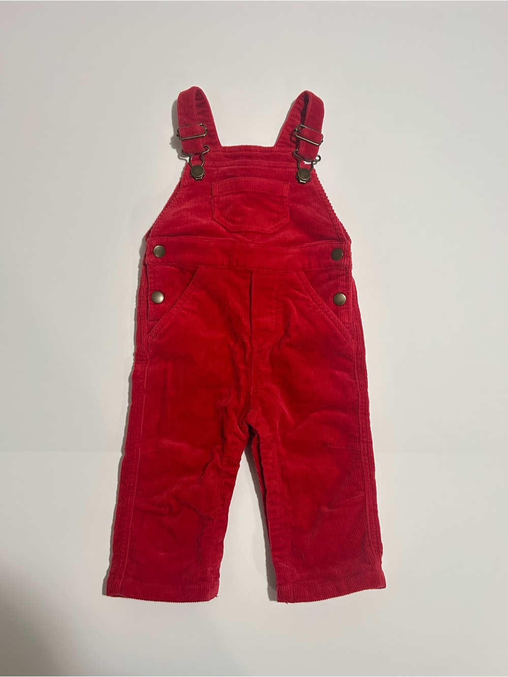 Hanna Andersson 12-18 Months Red Corduroy Overalls Snap Inseam Stretch